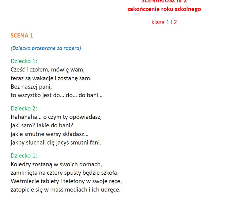 Scenariusz Na Zakończenie 6 Klasy Kabaret SCENARIUSZE NA ZAKOŃCZENIE ROKU SZKOLNEGO - klasa 1 i 2